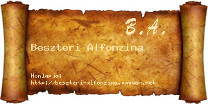 Beszteri Alfonzina névjegykártya